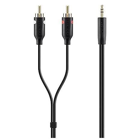 Belkin F3Y116BT2M 2-Meter Stereo to RCA Portable Audio Cable for Smartphone (Black/Gold) - Black