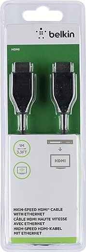 Belkin High Speed HDMI Cable Supports Ethernet, 3D, 4K, 1080p, Audio Return for Television (1 Meter) - Black