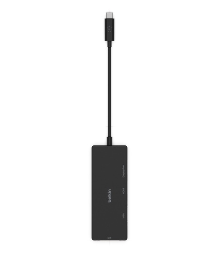 Belkin USB-C Multi Port Display Adapter (with Tethered USB-C Cable) - Connectivity for USB-C to DVI Port, VGA Port, 4K HDMI Port, Compatible with Mac and Windows laptops and Other USB-C Devices - Black