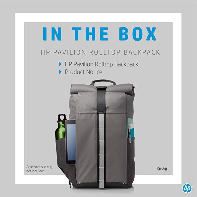 HP Pavilion Rolltop Grey Backpack (5EE90AA)-M000000000168 www.mysocially.com