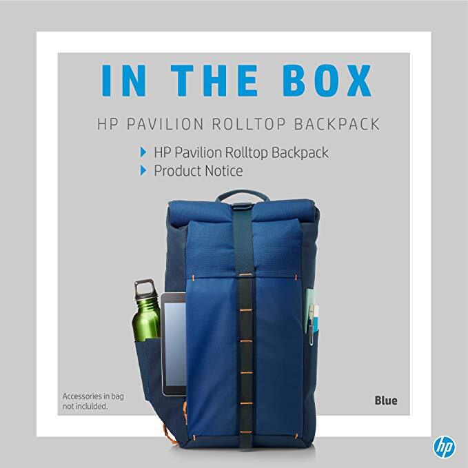 HP Pavilion Rolltop Blue Backpack (5EE88AA)-M000000000169 www.mysocially.com