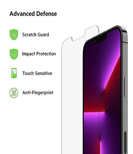 Belkin SCREENFORCE™ iPhone 14Plus, iPhone 13 Pro Max Tempered Glass, Screen Protector, Crystal Clear, Ultra Smooth, Advanced Protection, Pack of 2