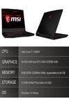 MSI Gaming GF63 Thin, Intel Core i7-11800H, 40CM FHD 144Hz Gaming Laptop (8GB/512GB NVMe SSD/Windows 10 Home/Nvidia GTX1650 4GB GDDR6/ Black/1.86Kg), 11SC-852IN