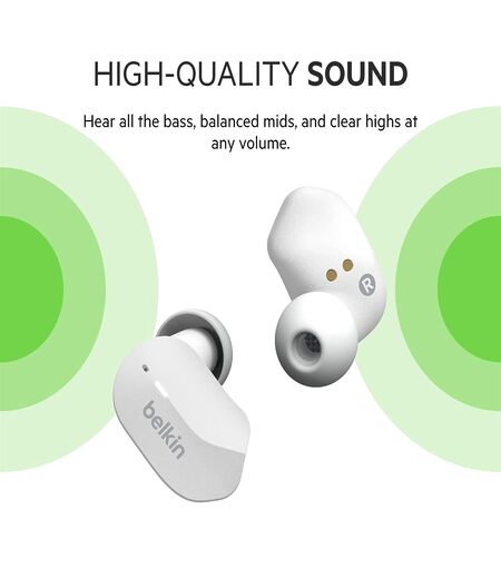 Belkin Soundform Bluetooth Truly Wireless in Ear Earbuds with Mic (White)