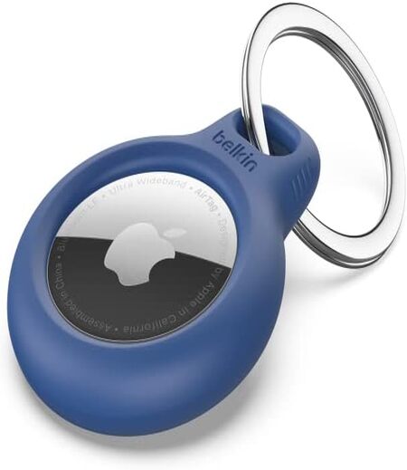 Belkin AirTag Case Secure Holder with Key Chain for Apple Air Tag Protective Cover with Advance Scratch Resistance - Blue Colour (F8W973)