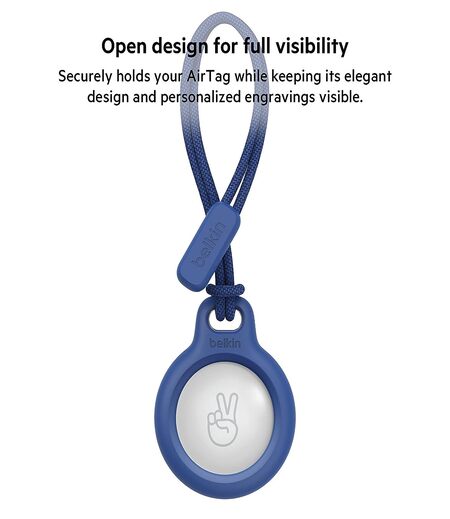 Belkin Polyethylene Terephthalate AirTag Case with Strap, Secure Holder Protective Cover for Air Tag with Scratch Resistance Accessory - Blue Colour (F8W974)