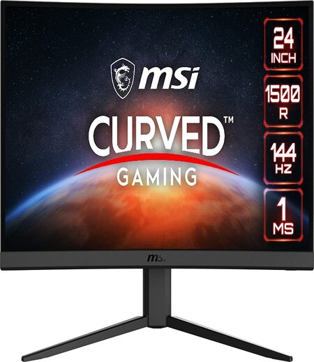MSI Optix G24C4 Curved Gaming Monitor | 23.6 Inch (60 Cm) 1920 X 1080 Pixels | 1ms Response Time, 144Hz | AMD Freesync | Anti-Flicker, Low Blue Light | Frameless Design | Anti-Glare Backit Led | Black