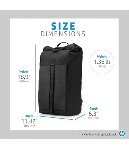 HP Pavilion Rolltop Black Backpack (5EE87AA)