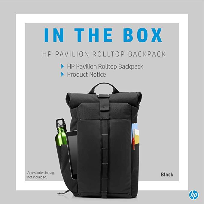 HP Pavilion Rolltop Black Backpack (5EE87AA)-M000000000177 www.mysocially.com