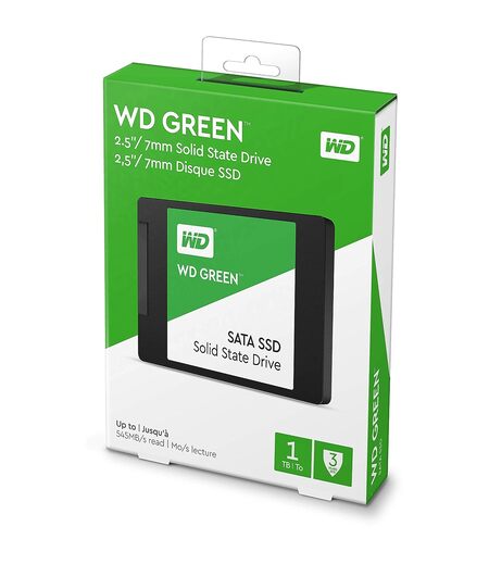 Western Digital WD Green 6.35 cm (2.5") SATA SSD, 550MB/s R, 3 Y Warranty, 1TB