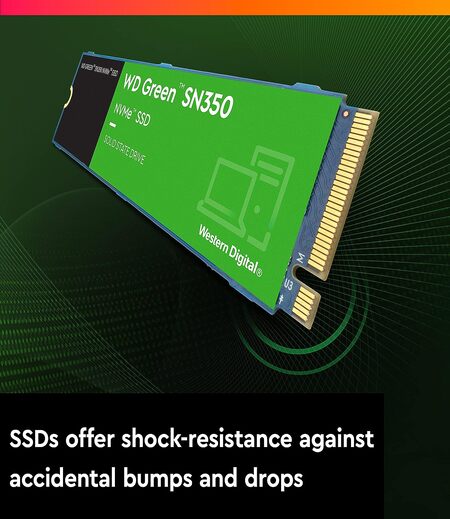 Western Digital WD Green SN350 NVMe 480GB, Upto 2400MB/s, 3 Y Warranty, PCIe Gen 3 NVMe M.2 (2280), Internal Solid State Drive (SSD) (WDS480G2G0C)