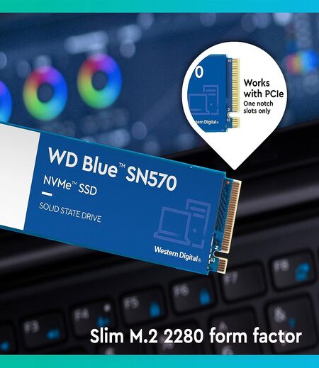 Western Digital WD Blue SN570 NVMe 500GB, Upto 3500MB/s, with Free 1 Month Adobe Creative Cloud Subscription, 5 Y Warranty, PCIe Gen 3 NVMe M.2 (2280), Internal Solid State Drive (SSD) (WDS500G3B0C)