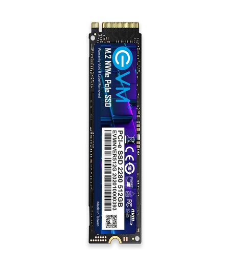 EVM 512GB Internal SSD - M.2 NVMe PCIe (2280) - High-Speed Performance Up to 1950MB/s Read & 1000MB/s Write Speed with Low Power Consumption - Compatible with Gaming PCs & High-Performance Workstations-5 Year Warranty (EVMNV/512GB)