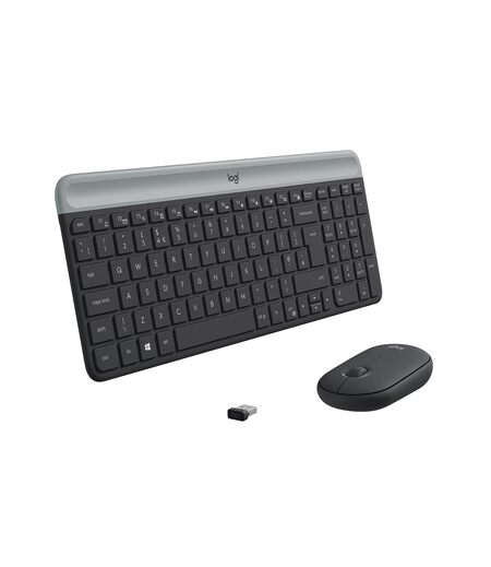 Logitech MK470 Slim Wireless Keyboard and Mouse Set - Modern Compact Layout, Ultra Quiet, 2.4 GHz USB Receiver, Plug n' Play Connectivity, Compatible with Windows - Graphite