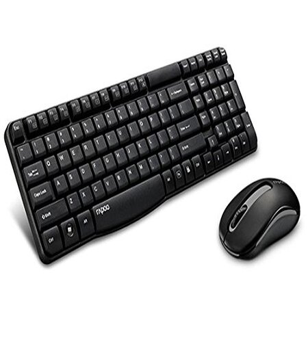 Rapoo X1800S Wireless Keyboard & Mouse Combo Optical 2.4G 108 Keys 1000 Dpi 10M Transmision Fn Keys(Black)