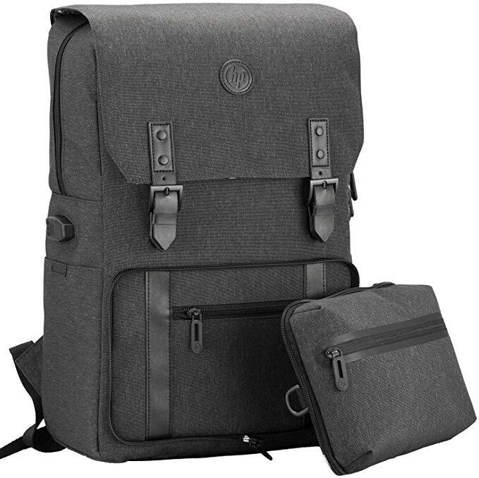 HP Millennial Backpack with Detachable Laptop Sleeve and Pouch (Ebony)-M000000000189 www.mysocially.com