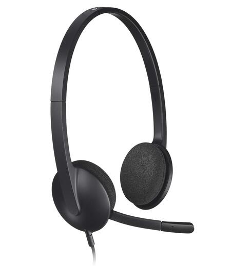 Logitech H340 Stereo Wired Over Ear Headphones With Mic With Noise-Cancelling, Usb, Pc/Mac/Laptop - Black