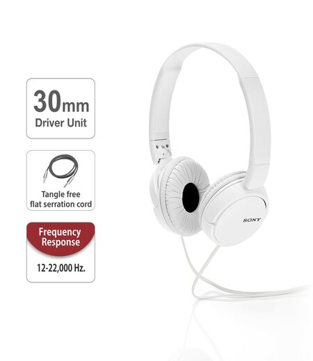 Sony MDR-ZX110 Wired On-Ear Stereo Headphones without Mic (White)