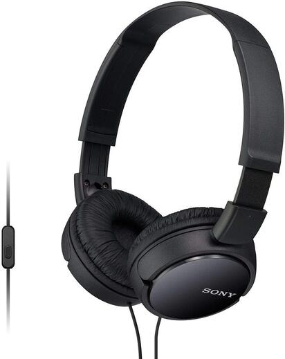 Sony MDR-ZX110AP Wired On-Ear Headphones with tangle free cable, 3.5mm Jack, Headset with Mic for phone calls - (Black)