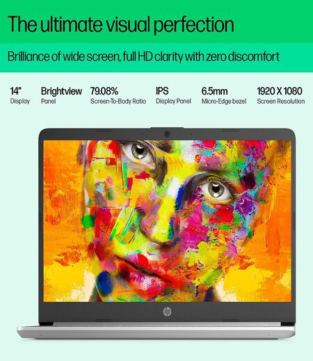 HP Laptop 14s, AMD Ryzen 5 5500U, 14-inch (35.6 cm), FHD, 8GB DDR4, 512GB SSD, AMD Radeon Graphics, Backlit KB, Thin & Light, Dual Speakers (Win 11, MSO 2019, Silver, 1.46 kg), fq1092AU