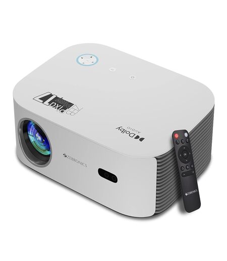 Zebronics PIXAPLAY 17 Android 1080p FHD Smart LED Projector with Dolby Audio, WiFi Dual Band 2.4/5GHz, HDMI x2, USB, iOS mirroring, Miracast, Bluetooth v5.1, 6000 Lumen, Ceiling Mount and Remote