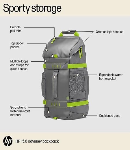 HP Odyssey L8J89AA Backpack for 15.6-inch Laptop (Grey)-M000000000221 www.mysocially.com