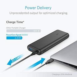 Anker PowerCore Speed 20000 PD, 20100mAh Portable Charger, Input & Output Type C Power Bank for Nexus 5 X 6P, LG G5, iPhone 8/X and Macbooks (Black)