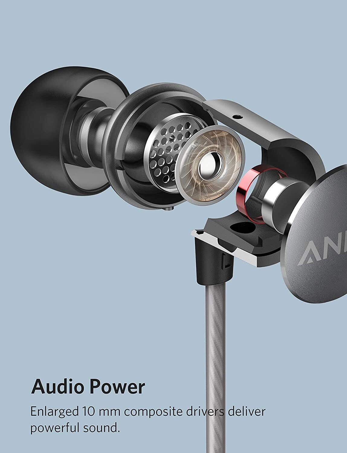 Anker Soundbuds Verve Built-in Microphone in Ear Stereo Wired Headphones (Black + Gray)-M000000000255 www.mysocially.com