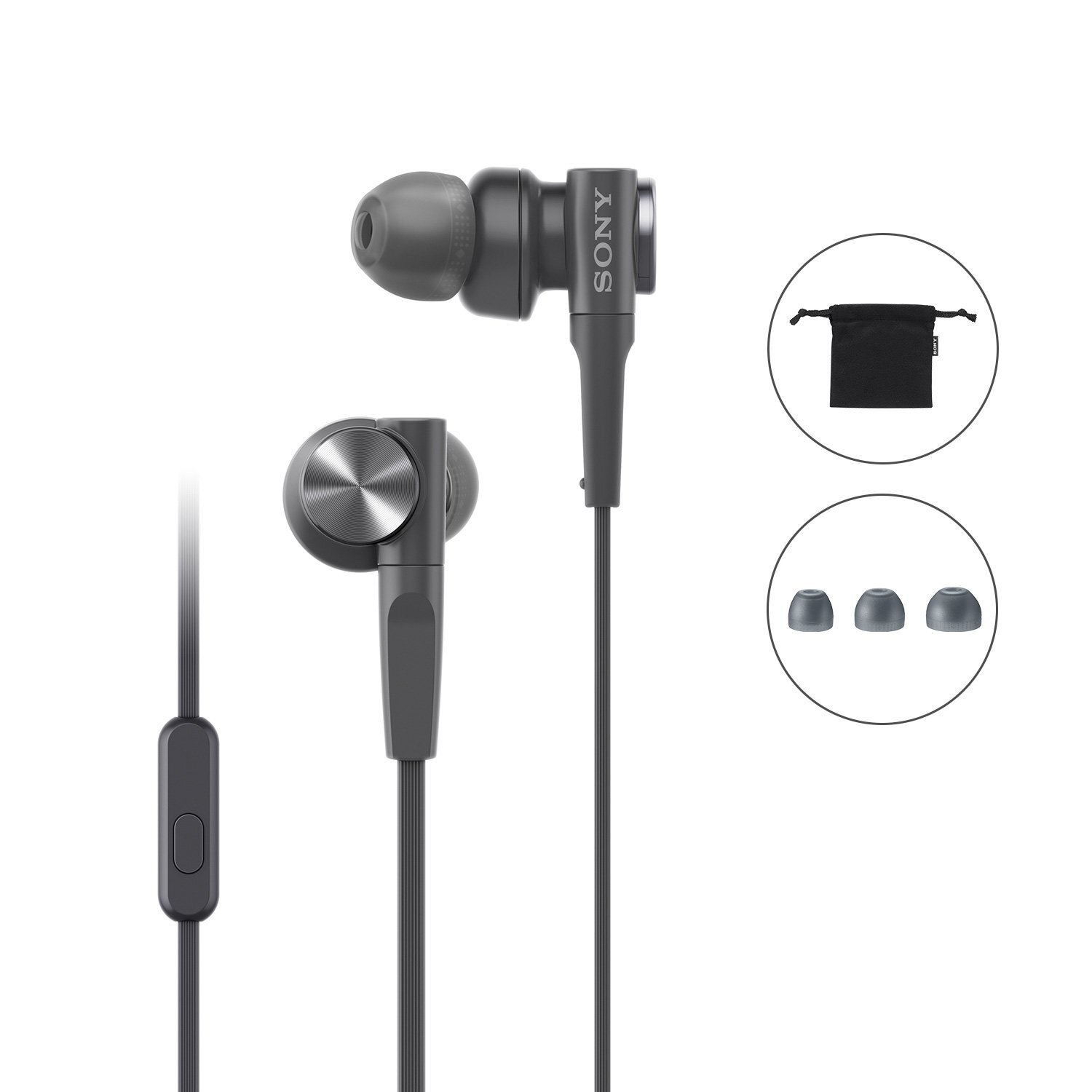 Sony MDR-XB55AP Wired Extra Bass in-Ear Headphones with Tangle Free Cable, 3.5mm Jack, Headset with Mic for Phone Calls and 1 Year Warranty - (Black)-M000000000379 www.mysocially.com