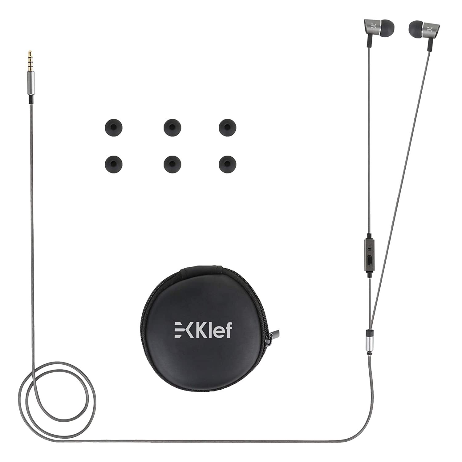 Klef X1 Metal Earphones with mic and Carry Pouch (Gunmetal Grey) | Gift Box-M000000000385 www.mysocially.com