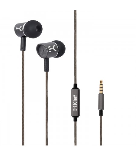 Klef X1 Metal Earphones with mic and Carry Pouch (Gunmetal Grey) | Gift Box-M000000000385 www.mysocially.com