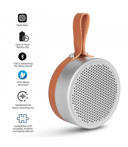 Klef X3 Metal Portable Wireless Bluetooth Speaker with Deep Bass and Mic (Silver)-M000000000389 www.mysocially.com