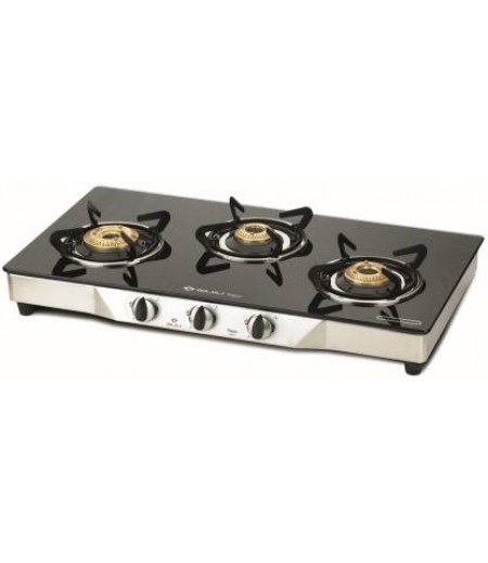 Bajaj Eco Stainless Steel 3 Burner Gas Stove with Manual Ignition (Black / Silver)-M000000000402 www.mysocially.com