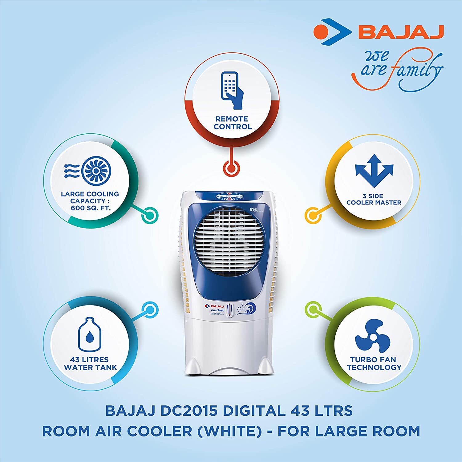 Bajaj DC 2015 ICON Digital Desert Air Cooler 43L in White/Blue shade-M000000000403 www.mysocially.com