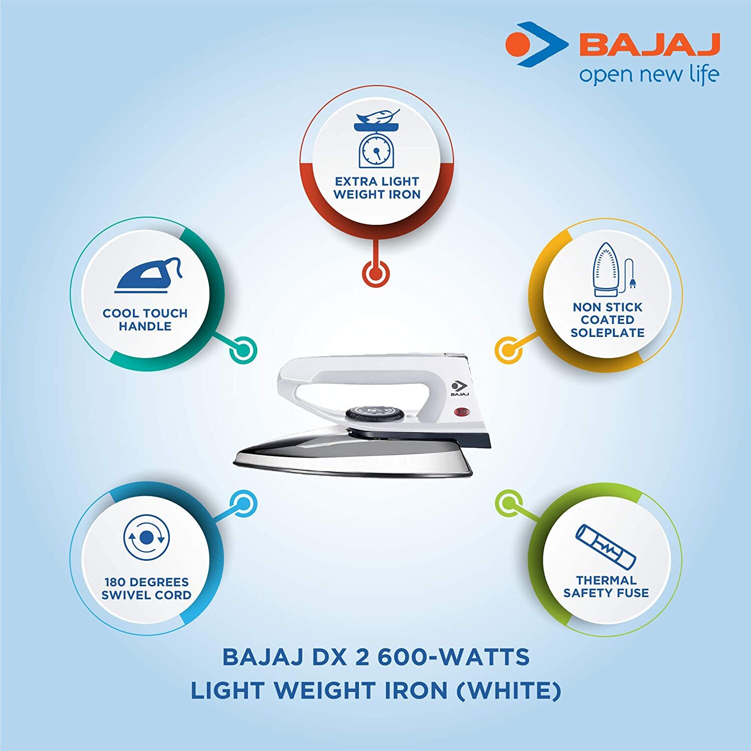 Bajaj DX 2 600-W Light Weight Dry Iron in Gray color-M000000000409 www.mysocially.com