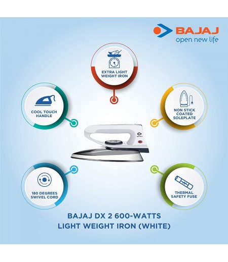Bajaj DX 2 600-W Light Weight Dry Iron in Gray color-M000000000409 www.mysocially.com