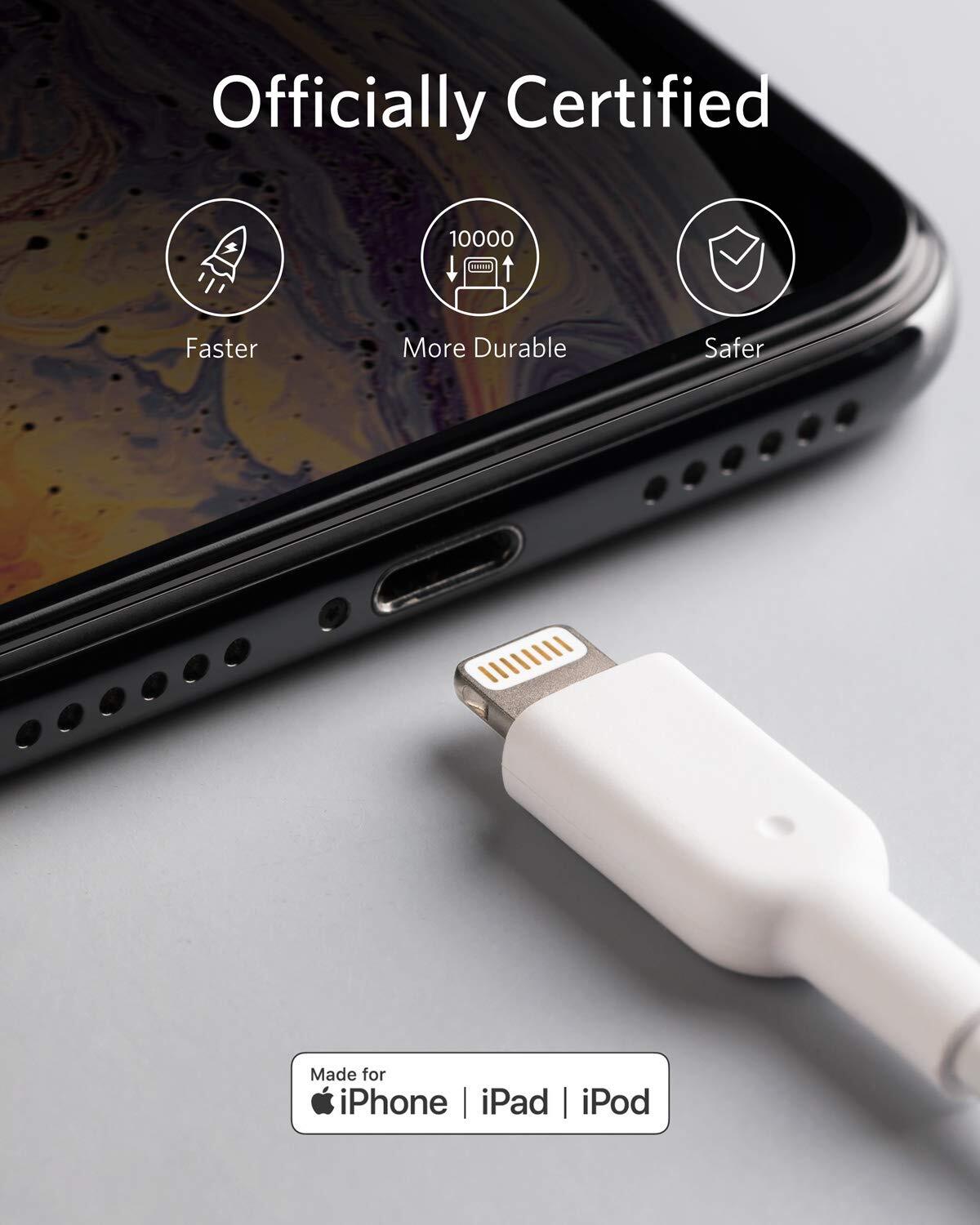 Anker PowerLine II Lightning Cable (3ft), Durable Cable, MFi Certified for iPhone X / 8 / 8 Plus / 7 / 7 Plus / 6 / 6 Plus / 5s-M000000000438 www.mysocially.com