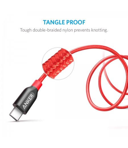 Anker Powerline+ AK-A8187091 USB-C to C Charging/Data Cable - 3 Feet (0.91 Meters) - Red, with Pouch-M000000000444 www.mysocially.com
