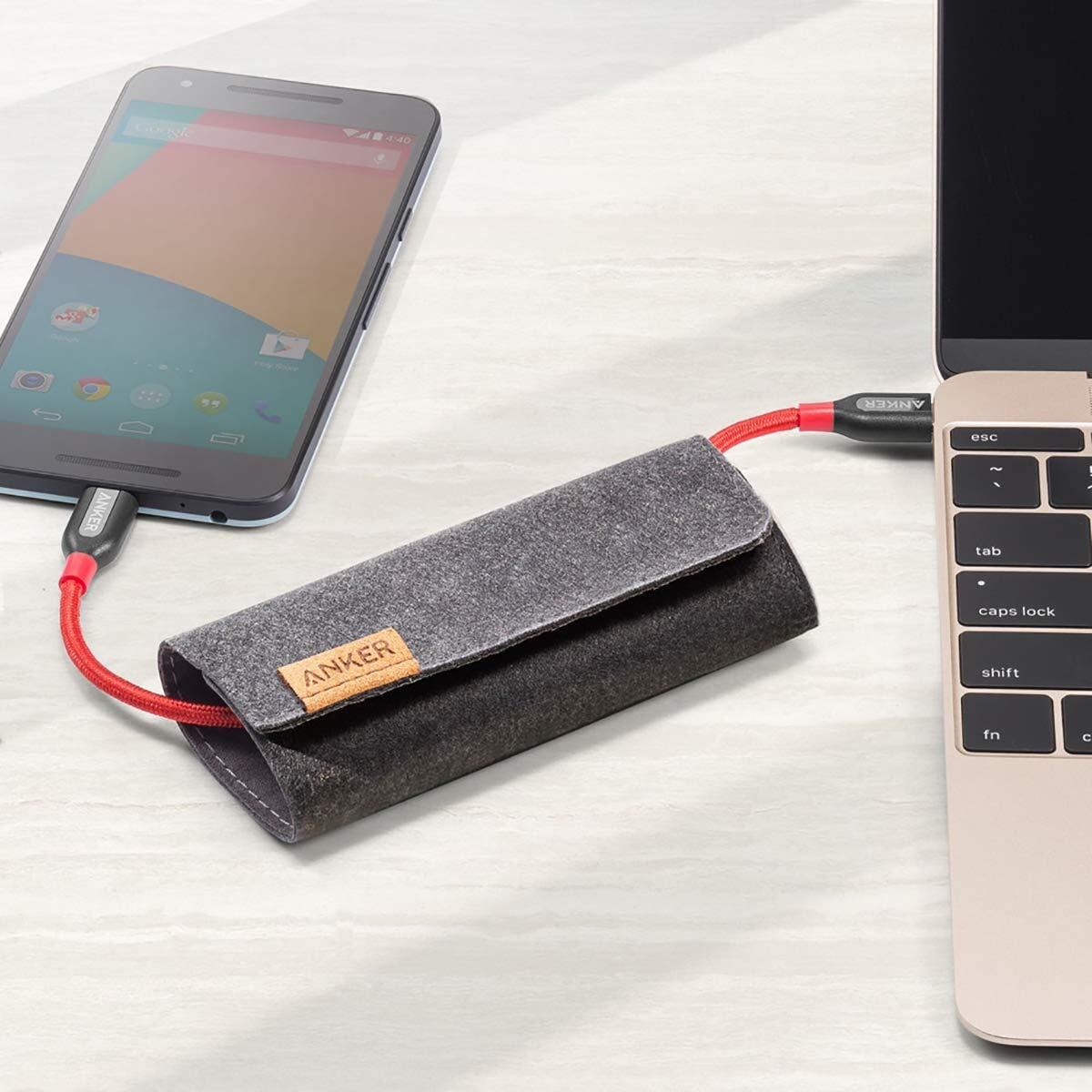 Anker Powerline+ AK-A8187091 USB-C to C Charging/Data Cable - 3 Feet (0.91 Meters) - Red, with Pouch-M000000000444 www.mysocially.com
