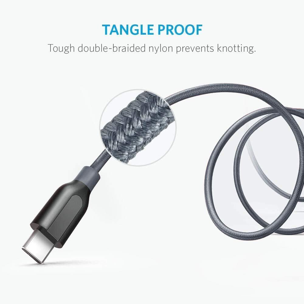Anker Powerline+ AK-A81680A1 USB-C to USB, 3.0 Cable, 3 Feet, 0.9 Meters, in Grey color-M000000000448 www.mysocially.com