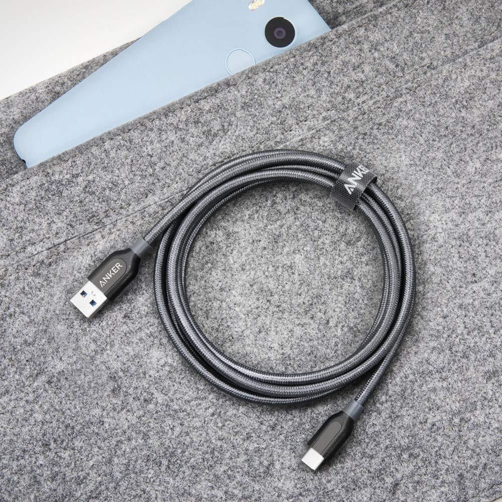 Anker Powerline+ AK-A81680A1 USB-C to USB, 3.0 Cable, 3 Feet, 0.9 Meters, in Grey color-M000000000448 www.mysocially.com
