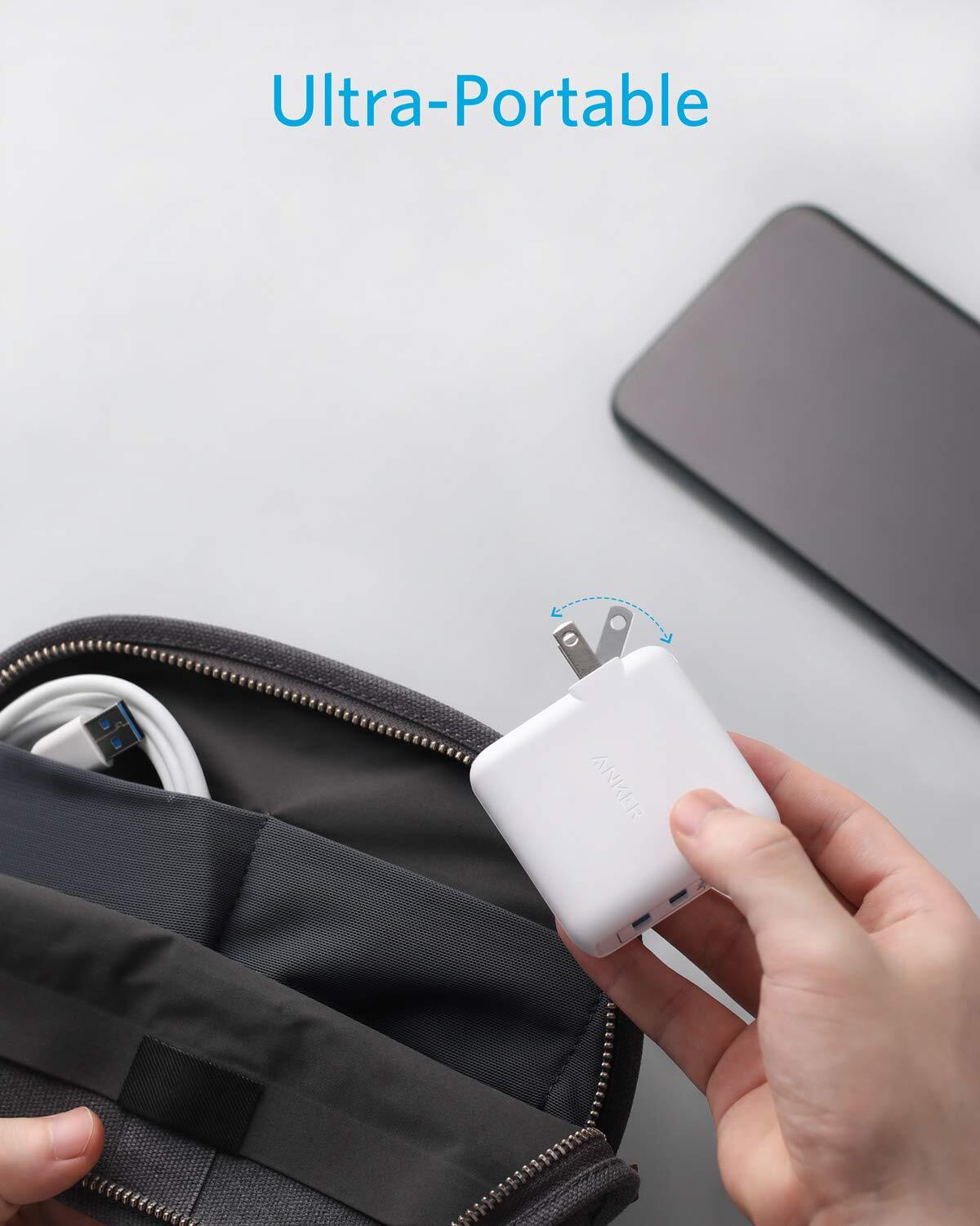 Anker PowerPort II with Dual PowerIQ Ports, 24W-Ultra-Compact Foldable Plug Travel Charger, for iPhone X/8/7/6S/6 Plus, iPad Pro/Air 2/mini 4, Samsung S5, and More-M000000000453 www.mysocially.com