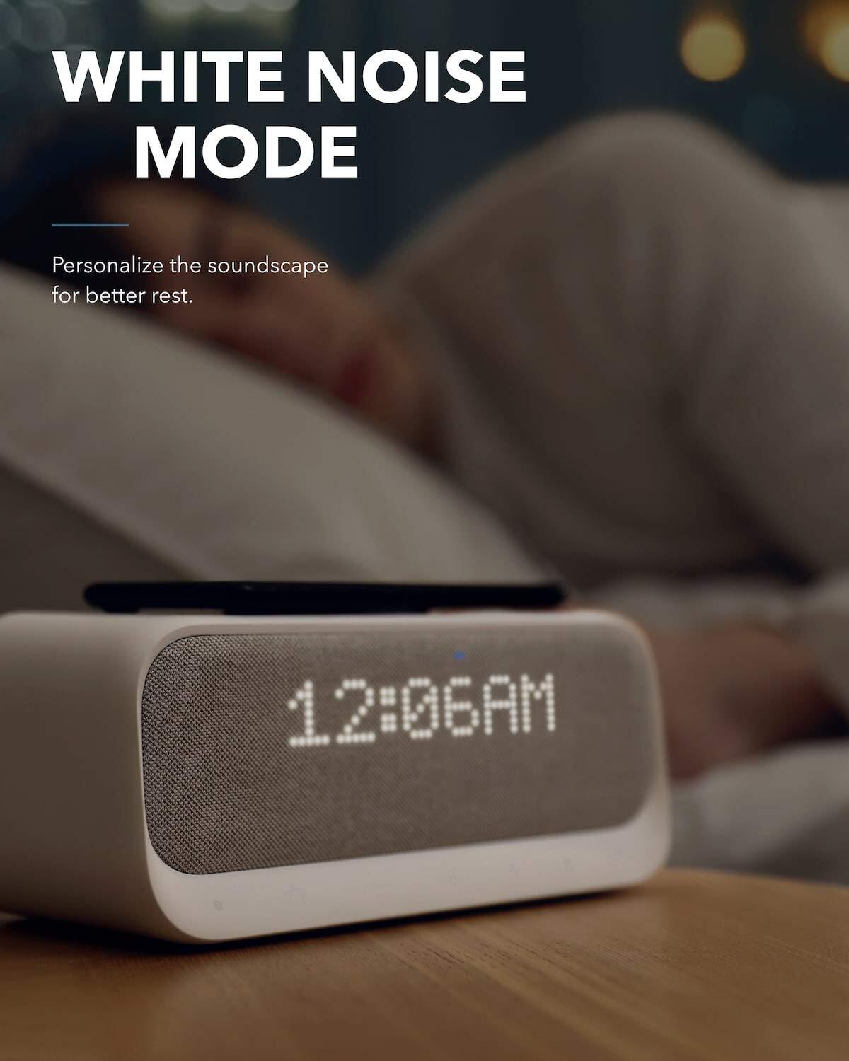 Soundcore Wakey Bluetooth Speakers Powered by Anker with Alarm Clock, Stereo Sound, FM Radio, White Noise, Qi Wireless Charger-M000000000462 www.mysocially.com
