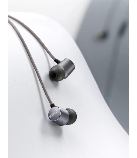 Anker Wired Soundbuds Verve with Built-in Microphone, in Ear Stereo Wired Headphones- Gray