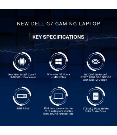 Dell G7 Core i9 10th Gen - (16 GB/1 TB SSD/Windows 10 Home/8 GB Graphics/NVIDIA Geforce RTX 2070/300 Hz) INS 7500 / G7 7500 Gaming Laptop  (15.6 inch, Black, 2.56 kg, With MS Office)-M000000000587 www.mysocially.com