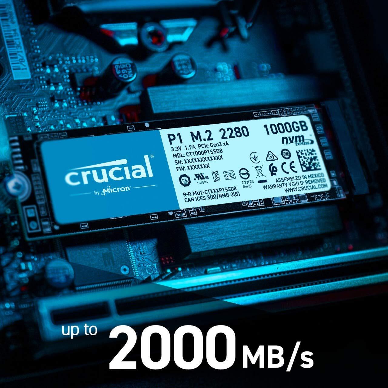 CRUCIAL P1 500GB 3D NAND NVMe PCIe M.2 SSD (CT500P1SSD8)-M000000000597 www.mysocially.com