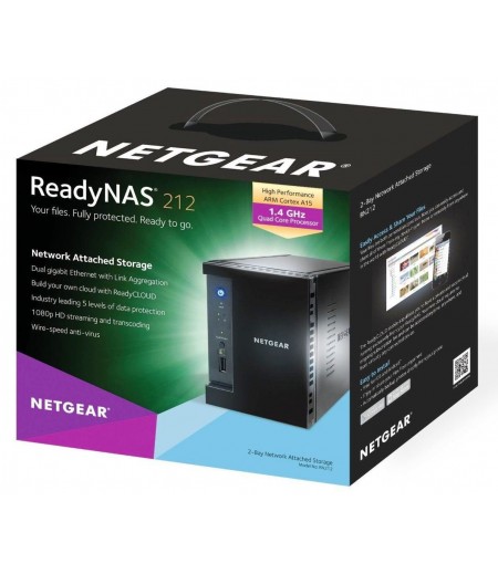 Netgear ReadyNAS, 212 RN21200-100INS 2-Bay Diskless Network Attached Storage (For Personal Cloud)