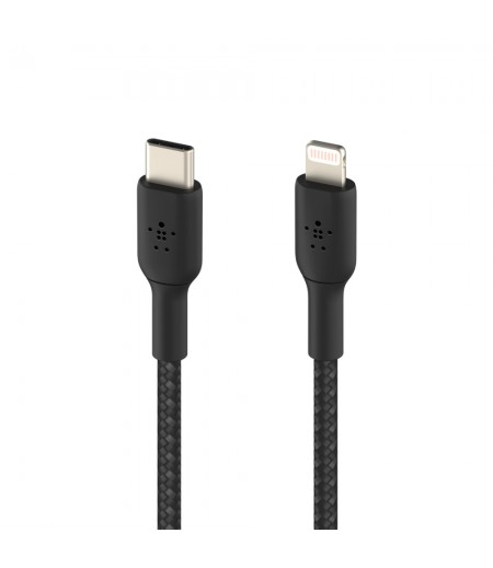 Belkin BOOST↑CHARGE™ Braided USB-C to Lightning Cable (Fast Charging for iPhone 12 Mini, iPhone 12, 12 Pro, 12 Pro Max and More Apple products) - Black