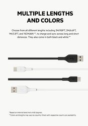 Belkin USB C to USB A 2.0, Type C Cable, 3.3 feet (1 meter), USB-IF Certified, Supports Fast Charging - White