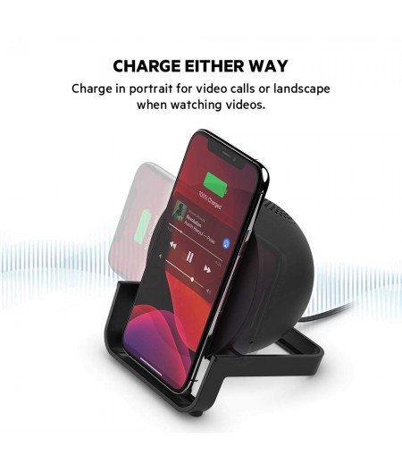 Belkin BOOST↑CHARGE™ 10W Wireless Charging Stand + Bluetooth Speaker Optimized for iPhone, Samsung, LG, Sony, and Google Smartphones-Black